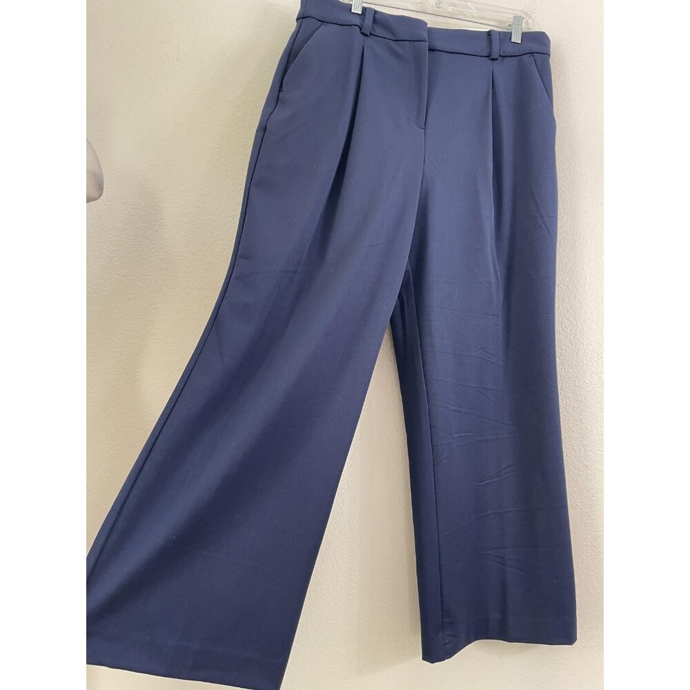 NEW LOFT Pants Womens 14 Petite Navy The Peyton Trouser‎ Wide Leg Work Office